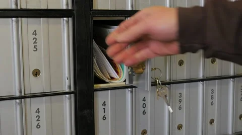 Removing Mail From A Post Office Box Stock Footage 62516801