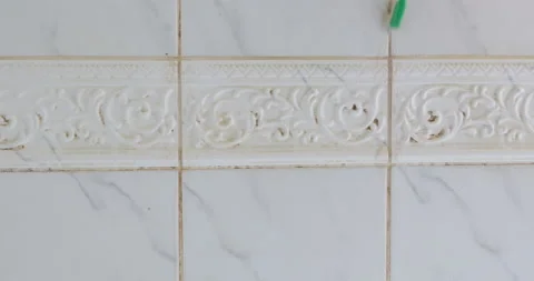 Removing mould with a toothbrush 库存影片 195204872