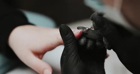 Removing the nail plate with a milling machine. Stock Footage 149365229