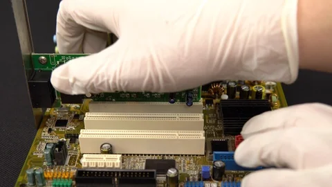 Removing a network card from the motherboard. Network data transmission system Stock Footage 121724043