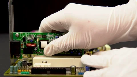 Removing a network card from the motherboard. Network data transmission system Stock Footage 153980404