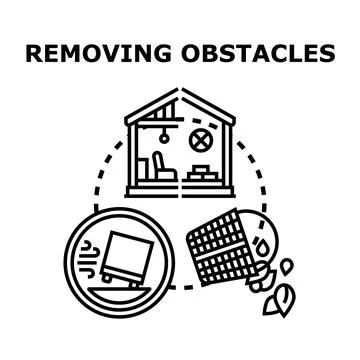 Removing obstacles concept for problem solving process Stock Illustration