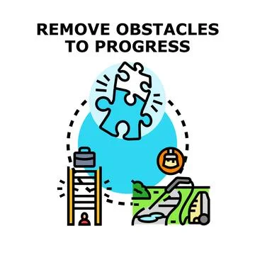 Removing obstacles preventing business progress and growth Stock Illustration