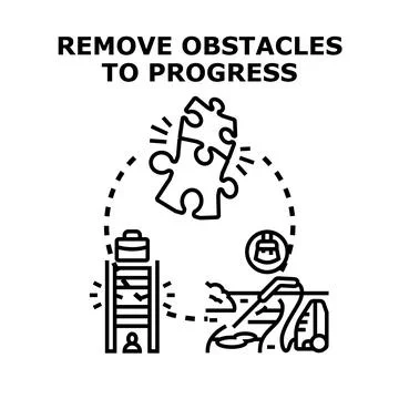 Removing obstacles preventing business progress and growth Illustrazione stock