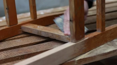 Removing old varnish. Sanding Vídeo Stock 59827543