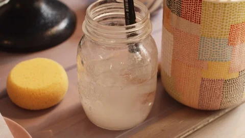 Removing of the paint from the paint brush 스톡 동영상 106982331