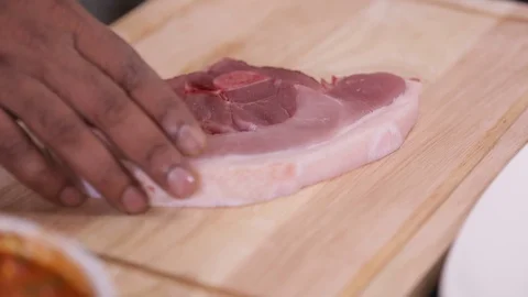 Removing pork Fat Video stock 122769425