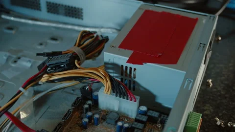 Removing a power supply from DVR system 2 Stock Footage 132019578