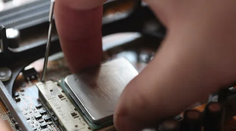 Removing processor from motherboard Stock Footage 35115725