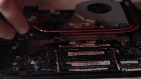 Removing the RAM from the motherboard Video stock 71508574