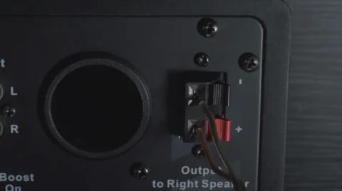 Removing Red And White Cables From A Studio Speaker Stock Footage 36035720