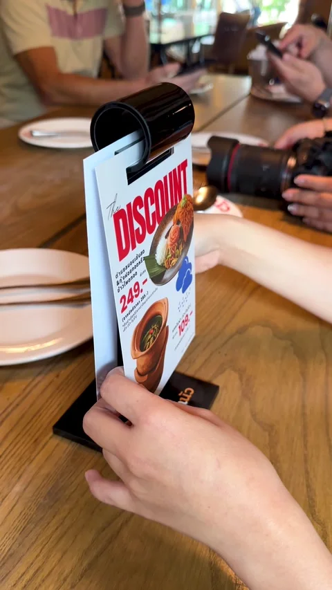 Removing Restaurant Menu Card From Table Display Stand Stock Footage 322149281