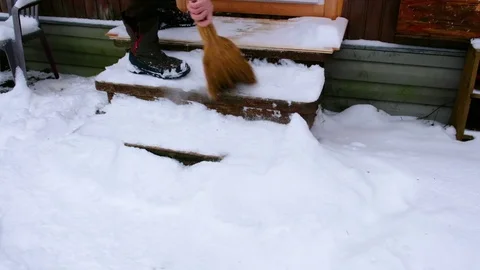 Removing Snow After Snowfall Video stock 84848916