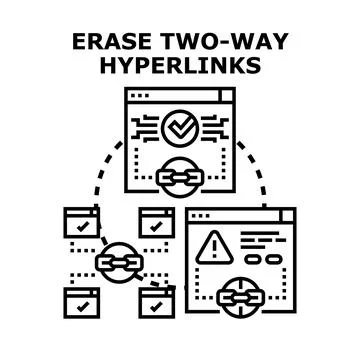 Removing two way hyperlinks connecting multiple web pages Stock Illustration