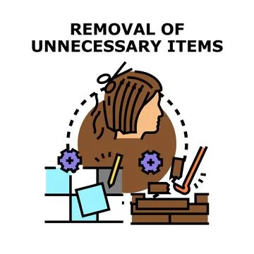 Removing unnecessary items optimizing workflow and decluttering processes イラスト素材