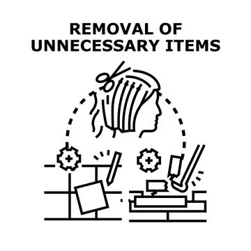 Removing unnecessary items optimizing workflow and decluttering processes Stock Illustration