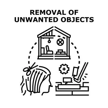 Removing unwanted items, clutter, and old structures concept Stock Illustration