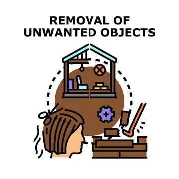 Removing unwanted items, clutter, and old structures concept Stock Illustration