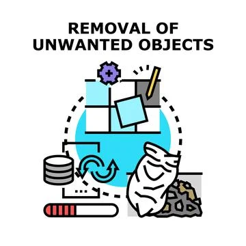 Removing unwanted objects from digital data and waste areas Stock Illustration