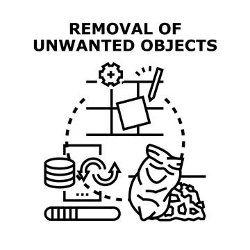 Removing unwanted objects from digital data and waste areas Stock Illustration