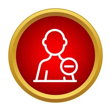 Removing user profile account from a red button Stock Illustration