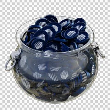 REN in 3D crypto coin saving bank with stack coins on isolated background Stockfoto's
