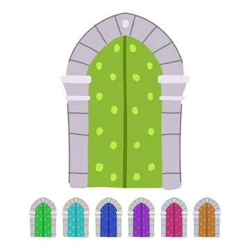 Renaissance ancient medieval door vector cartoon graphic Stock Illustration
