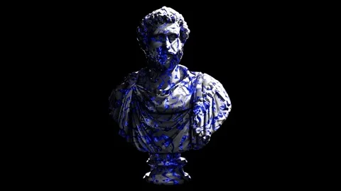 Renaissance Bust of Antoninus Pius Dark Background Stock Footage 338010322