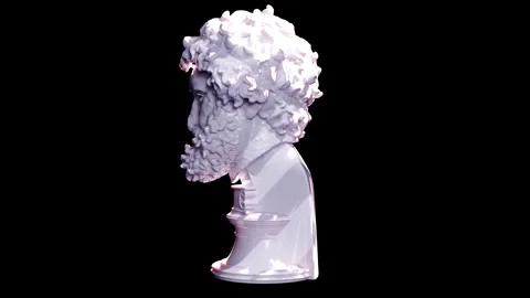 Renaissance Bust of Olympian Boxer Dark Background Stock Footage 339411761