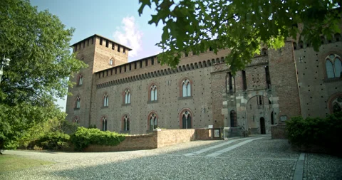 Renaissance Castle Featured in Camera Pan Movement From Right to Center Stock Footage 202688918