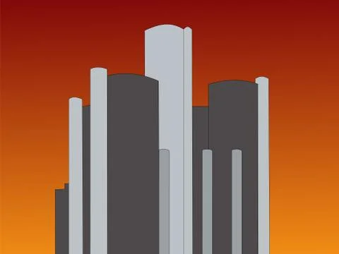 Renaissance center at sunset Stock Illustration