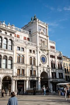 Renaissance Clock Tower in Venice Stock Photos