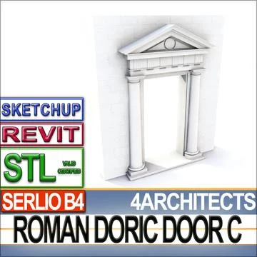 Renaissance Doric Door C Revit STL Printable 3D Model