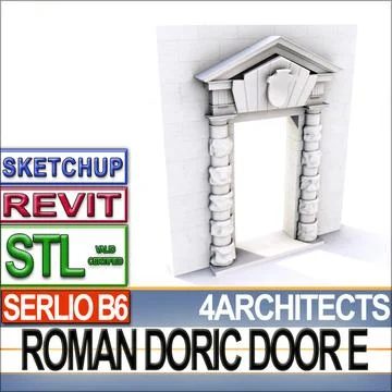 Renaissance Doric Door E Revit STL Printable 3D Model