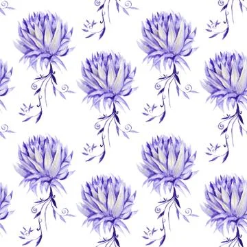 Renaissance Pattern with Purple Flowers Stock Illustration