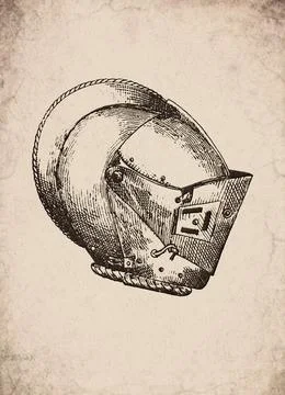 Renaissance Tournament Shutter Visor Knight Helmet Armor Military History I.. Stock Illustration