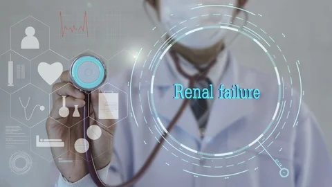 Renal failure.Doctor using stethoscope on medicine background.  Stock Footage 101587137