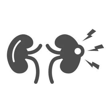 Renal pain solid icon, Body pain concept, Kidney pain sign on white background 스톡 일러스트