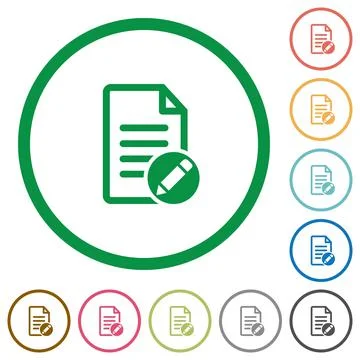 Rename document flat icons with outlines Stock Illustration