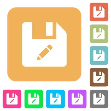 Rename file rounded square flat icons Stock Illustration