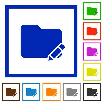 Rename folder flat framed icons Stock Illustration