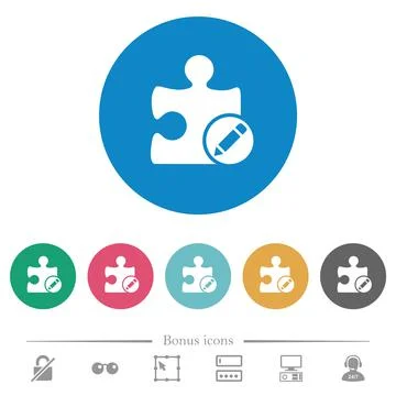 Rename plugin flat round icons Illustrazione stock