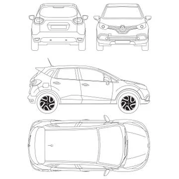 Renault Captur Blueprint Stock Illustration