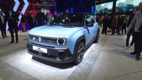 renault r4 e tech electric car showcased... | Stock Video | Pond5