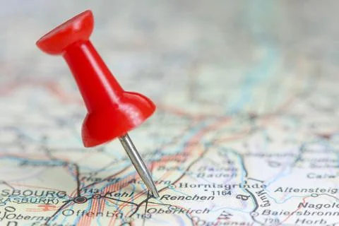 Renchen, Germany pin on map Stock Photos