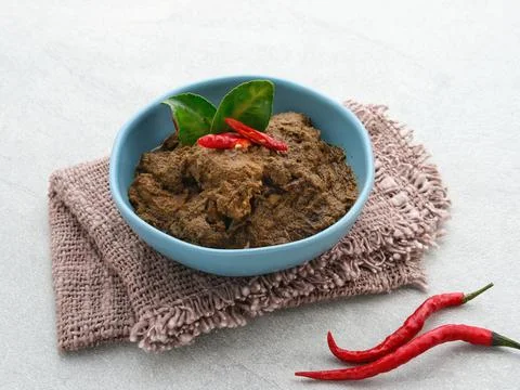 Rendang, Rendang Daging Sapi, Beef stew traditional food from Padang, Indonesia. Stock Photos