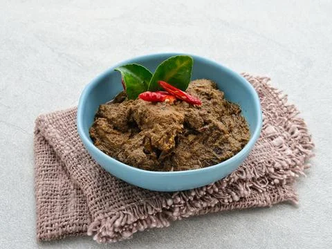 Rendang, Rendang Daging Sapi, Beef stew traditional food from Padang, Indonesia. Stock Photos