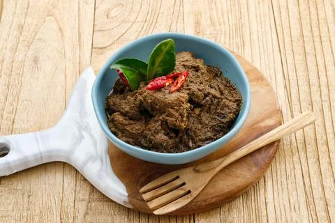 Rendang, Rendang Daging Sapi, Beef stew traditional food from Padang, Indonesia. Stock Photos