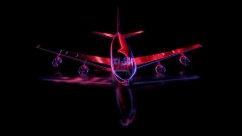 Render 3D animation of the model airplane on a black background future Stock Footage 249512310