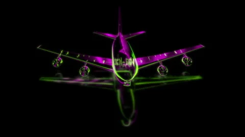 Render 3D animation of the model airplane on a black background future Stock Footage 249513380
